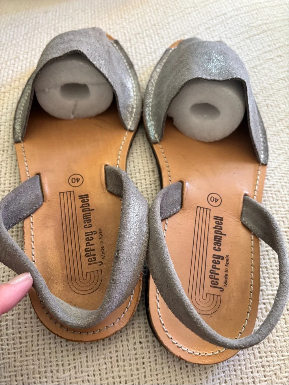 Jeffrey Campbell Pewter Ibiza Slingback Sandals Size EU 40 Made In Spain